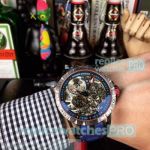 Top Graded Copy Roger Dubuis Silver Bezel Blue Rubber Strap Watch